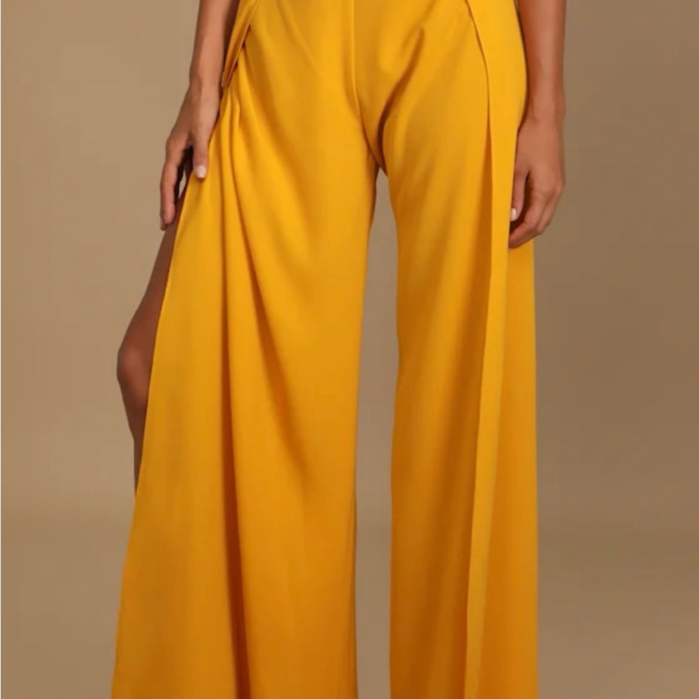 Lulus Out Tonight Mustard Yellow Two-Piece Jumpsuit - Picture 4 of 9